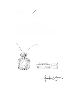 Pendentif flacon de parfum avec diamant carré et détails de motifs ajourés latéraux