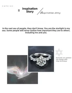 Macro detail of 925 silver hexagram ring with brilliant moissanite and adjustable band