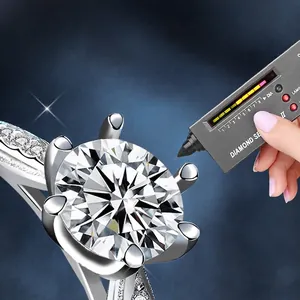 Luxury 925 sterling silver moissanite ring with six-prong setting and side accents