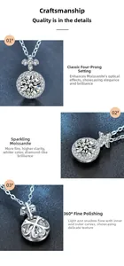 Macro detail of moissanite clover pendant with round brilliant cut and 925 silver polishing