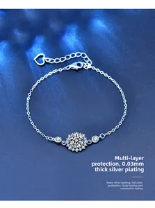 Détail du bracelet tournesol en argent 925 avec finition de galvanoplastie nano-argent multicouche