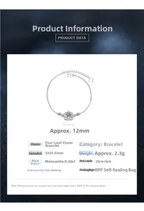 Dettaglio del bracciale a quadrifoglio in argento 925 con pietre moissanite da 0,5ct