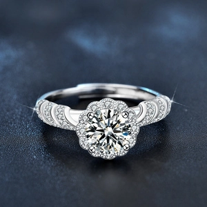 925 Sterling Silber Meerjungfrau Prinzessin Ring mit Moissanit und offener Schiene