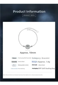 Spécifications du bracelet attrape-rêves en argent 925 avec pierre de moissanite