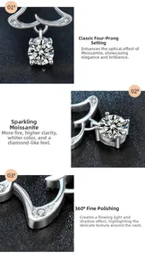 Macro shot of 925 silver Christmas tree necklace with four-prong moissanite setting