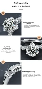 Macro detail of high-purity moissanite stone in classic six-prong silver setting