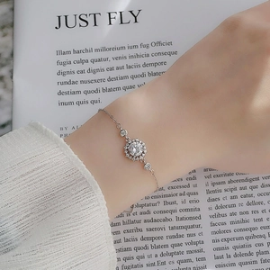 Bracelet élégant en argent S925 en forme de tournesol avec moissanite pour femmes