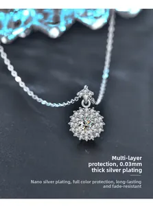 Détail macro du pendentif soleil avec moissanite et placage en argent de 0,03 mm