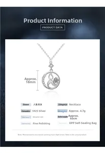 Detailed spec sheet for 925 silver mermaid foam necklace with moissanite pendant