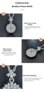 Détails de l'éclat du pendentif moissanite en forme de tournesol serti à quatre griffes