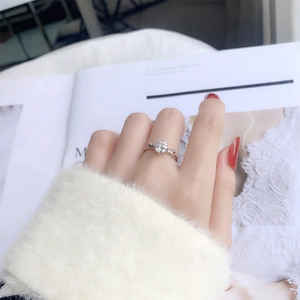 Elegant 925 sterling silver deer antler ring with moissanite stone worn on hand