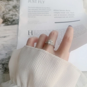 925 silver moissanite ring with floral cluster setting and elegant diamond band