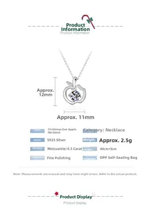 Macro detail of S925 silver apple pendant featuring a 0.5ct moissanite center stone