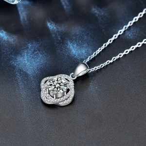 Elegant S925 sterling silver rose pendant necklace featuring a brilliant moissanite stone