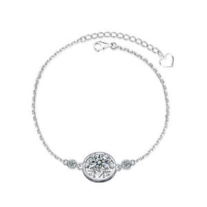 Bracelet attrape-rêves en argent 925 avec moissanite ronde et pendentif coeur