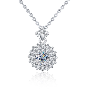 Collier avec pendentif tournesol en argent sterling 925 et moissanite pour femmes