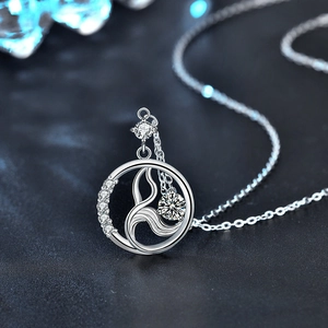 Elegant S925 sterling silver mermaid bubble necklace featuring sparkling moissanite stones