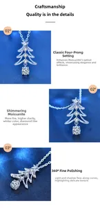 Makro-Detail des 925 Sterling Silber Weihnachtsbaum-Anhängers mit Moissanit in Vier-Klauen-Fassung