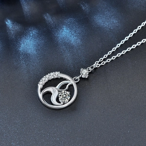 Elegant S925 sterling silver mermaid bubble necklace with sparkling zircon crystals