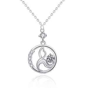 925 sterling silver mermaid bubble necklace with sparkling zircon pendant for women