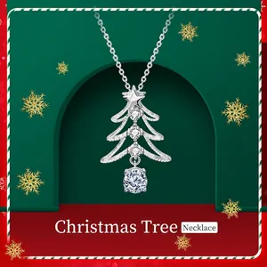 925 Sterlingsilber Moissanit Weihnachtsbaum Anhänger Halskette Elegante Festlicher Schmuck Für Damen Feiertagsgeschenk