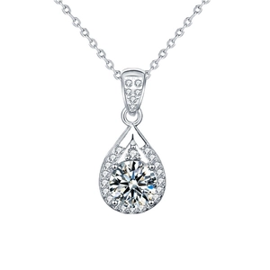Elegante ciondolo a goccia d'acqua in argento sterling 925 con pietra moissanite lucida