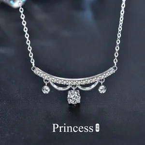 925 Sterling Silver Moissanite Pendant Necklace Elegant Lace Princess Bell Clavicle Chain Jewelry For Women Wedding Gift