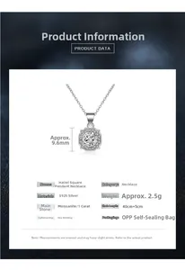 Detaillierte Größenangaben für eine Halskette aus 925 Sterling Silber mit Moissanit
