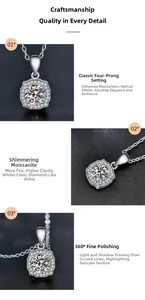 Makro-Detail des 925er Silber-Moissanit-Anhängers mit Vier-Krallen-Fassung und Feinpolitur