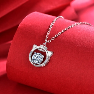 Collana in argento 925 segno zodiacale tigre con ciondolo moissanite lucente