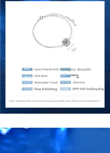 Detailed specs of 925 sterling silver bracelet with 1ct moissanite square stone
