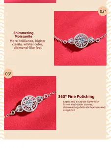 Detailed view of S925 silver moissanite bracelet with traditional hollow coin charm