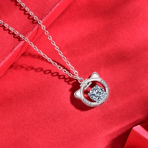Collana tigre zodiacale cinese in argento 925 con pendente anello orecchie di gatto
