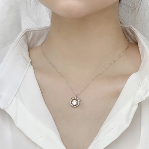 Collana in argento 925 con ciondolo tigre orecchie di gatto e pietra moissanite