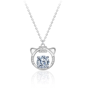 Collana in argento 925 con ciondolo tigre dello zodiaco cinese e pietra moissanite