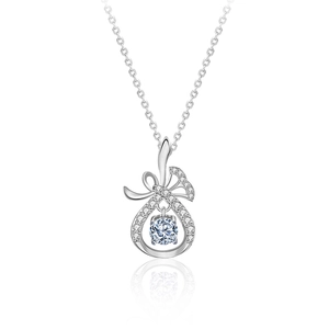 Collana a fiocco in argento 925 con pendente in moissanite danzante e pietre in CZ