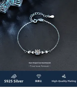 Macro detail of 925 sterling silver chain with S925 hallmark and moissanite moissanite stone