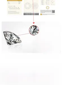 Macro detail of 1.0ct moissanite laser girdle inscription with GRA certification card