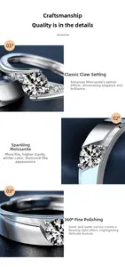 Macro shot of Moissanite ring detail with claw setting and polished inner silver band