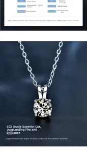 Macro detail of S925 sterling silver moissanite necklace with adjustable 40+5cm chain link