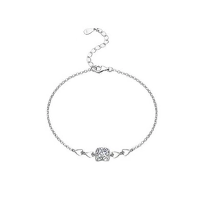 S925 sterling silver heart bracelet with a 0.5ct moissanite stone in a minimalist style