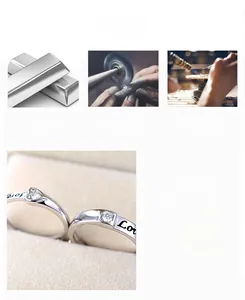 Détail macro de la bague en argent sterling S925 avec gravure Love et zircon