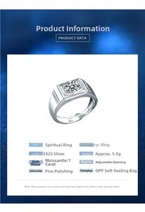 Detailed macro view of 925 sterling silver ring featuring a 1 carat round moissanite stone