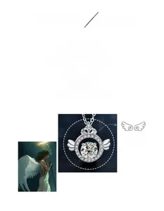 Détail du pendentif ailes d'ange avec pierre dansante en argent sterling 925