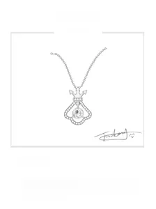 Original design sketch of crown skirt pendant featuring large round Moissanite stone