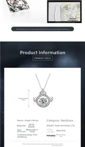 Spécifications du collier ailes d'ange en argent S925 avec pendentif en moissanite