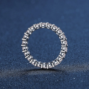 Classic 925 sterling silver eternity ring with sparkling round cubic zirconia stones