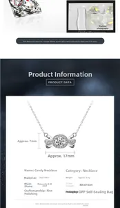 Detail of S925 silver candy necklace with 0.5ct moissanite and technical specifications