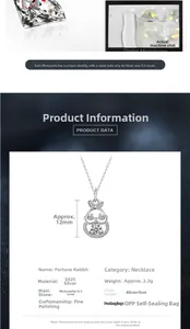 Detailed view of S925 silver rabbit pendant with 50-carat Moissanite diamond
