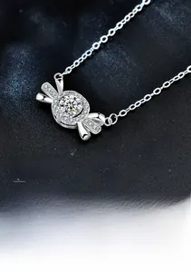 Macro shot of S925 silver candy pendant necklace with large round zircon center stone